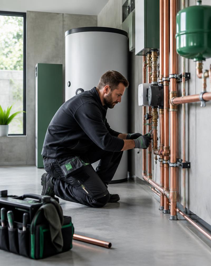 Teknisk VVS-installation med kopparrör
